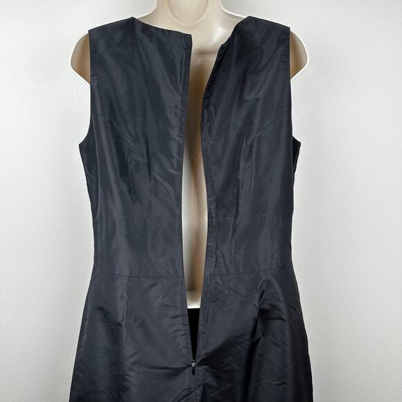 Fiori di Zucca 100% Silk Dress Sleeveless Split V-Neck Black 10 Wedding Event - Picture 7 of 10